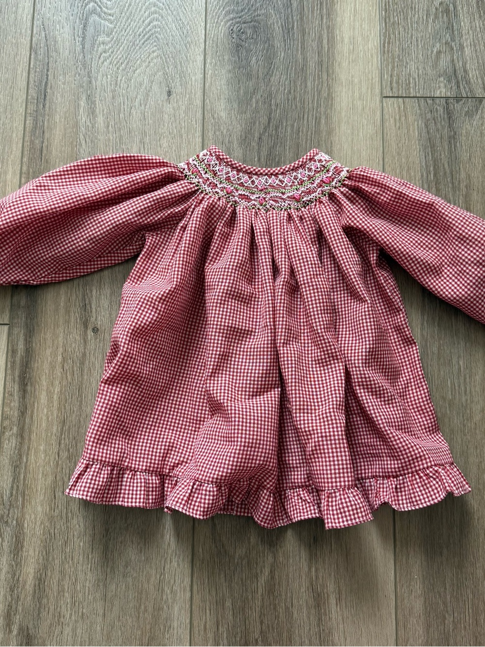 Will’beth Baby dress 6m red gingham smocked